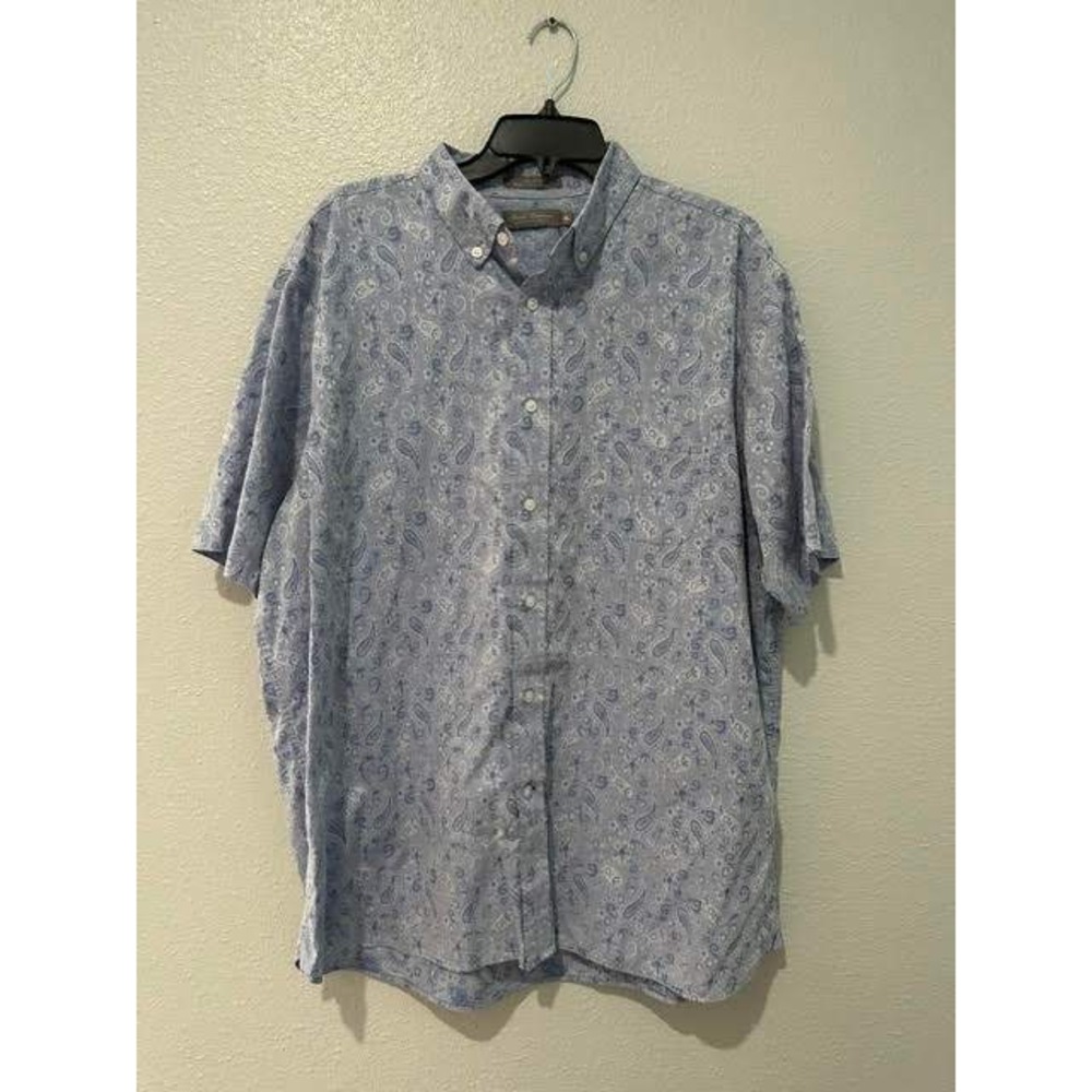 Daniel Cremieux Mens XL Blue Paisley Cotton Short Sleeve Button Down Shirt
